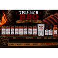 Triple 9 BBQ Ultimate Bundle with various products on a wooden shelf.