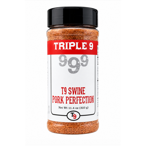 Triple 9 999 pork seasoning jar on a white background
